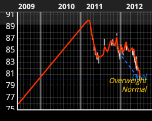 Graf od mého nabírání na váze 2009 - 2012